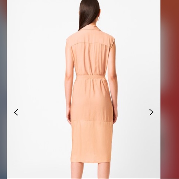 Tan Nude Wrap Belted Midi Dress Size 10 - Picture 2 of 10